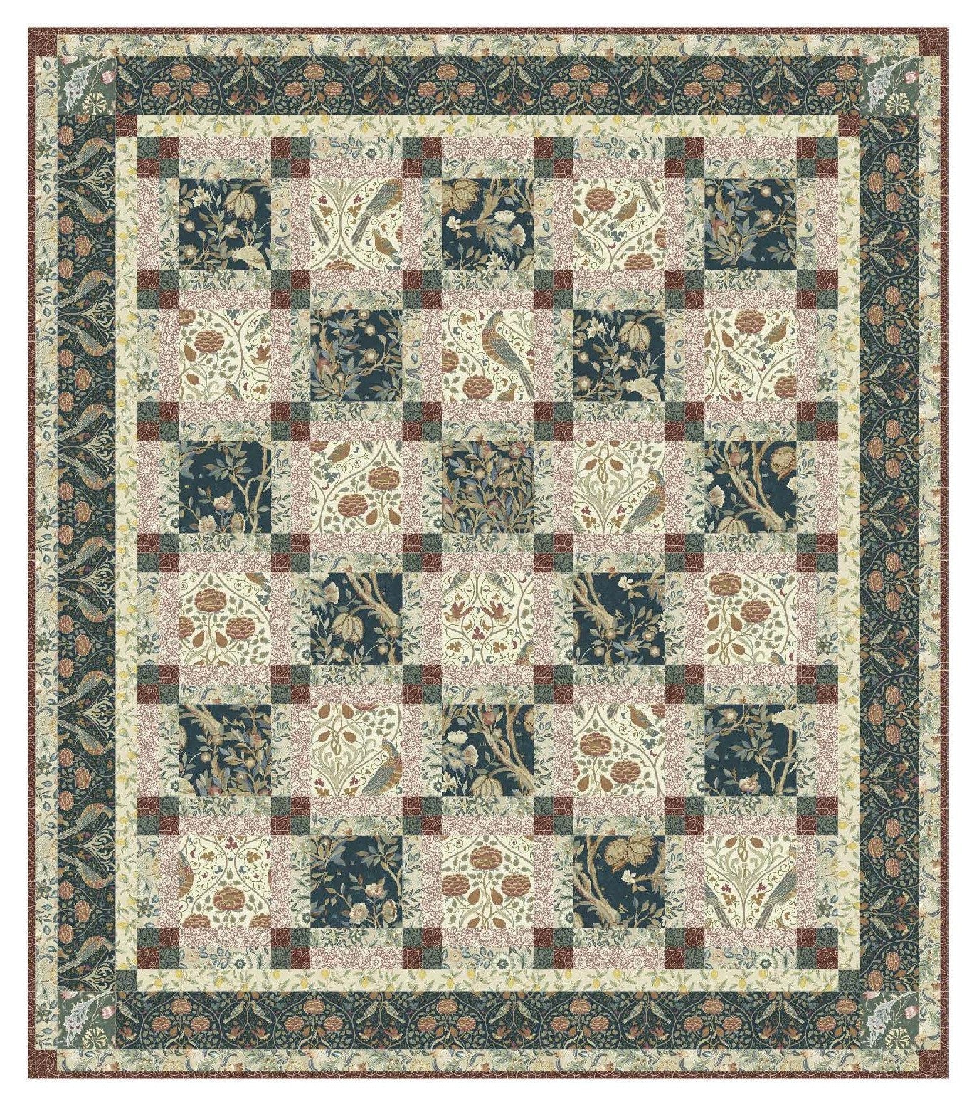 Quiltkit Orkney Plaid Quilt - Farbvariante Forest - William Morris Stoff Quiltwerkstatt Dresden