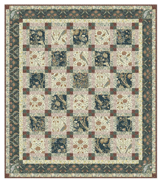 Quiltkit Orkney Plaid Quilt - Farbvariante Forest - William Morris Stoff Quiltwerkstatt Dresden