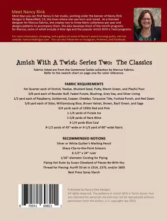 Anleitung "Amish with a Twist" von Nancy Rink Designs (englisch) Anleitung Nancy Rink