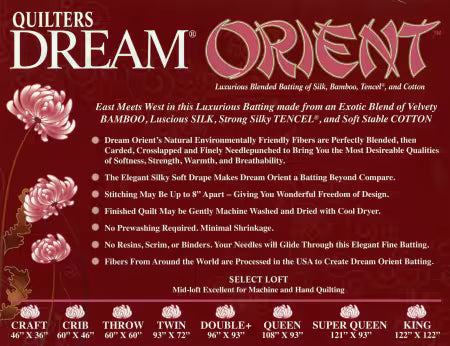 Vliespackung Quilters Dream Bamboo (vormals Orient), Queen Size 93" x 108" (236 cm x 274 cm) Vlies Quilters Dream