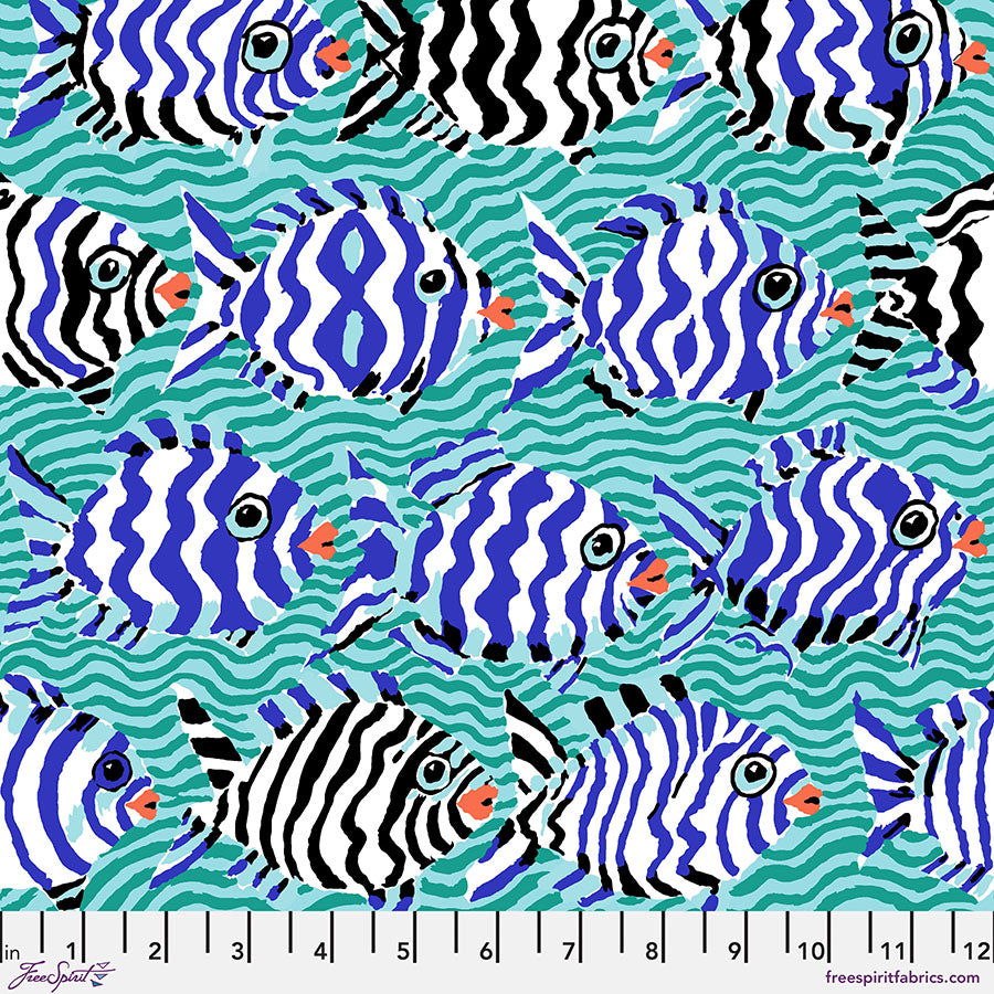 Kaffe Fassett - Minnows - Aqua - August 2025 Stoff Free Spirit