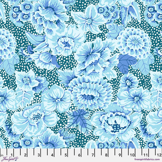 Kaffe Fassett - From the Archives - Floral with Dots - Blue Stoff Free Spirit