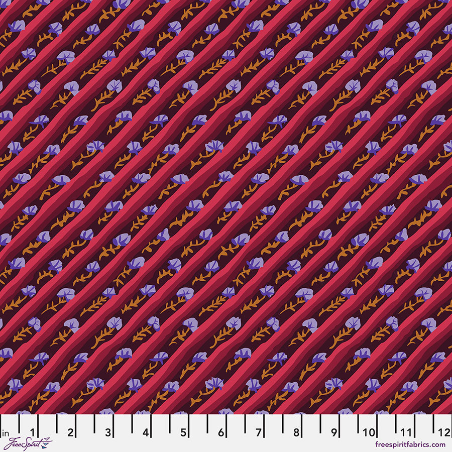 Kaffe Fassett - From the Archives - Diagonal Poppy - Aubergine Stoff Free Spirit