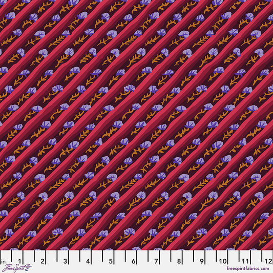 Kaffe Fassett - From the Archives - Diagonal Poppy - Aubergine Stoff Free Spirit