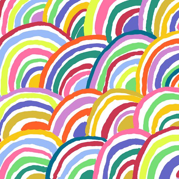 Reststück Kaffe Fassett - Rainbows White 50 cm x 110 cm Stoff Free Spirit