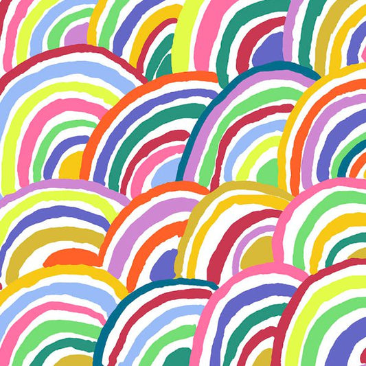 Reststück Kaffe Fassett - Rainbows White 50 cm x 110 cm Stoff Free Spirit