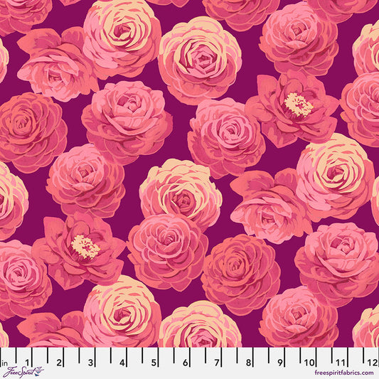 Nation of Flowers - Martha Negley - Camellia - Pink Stoff Free Spirit