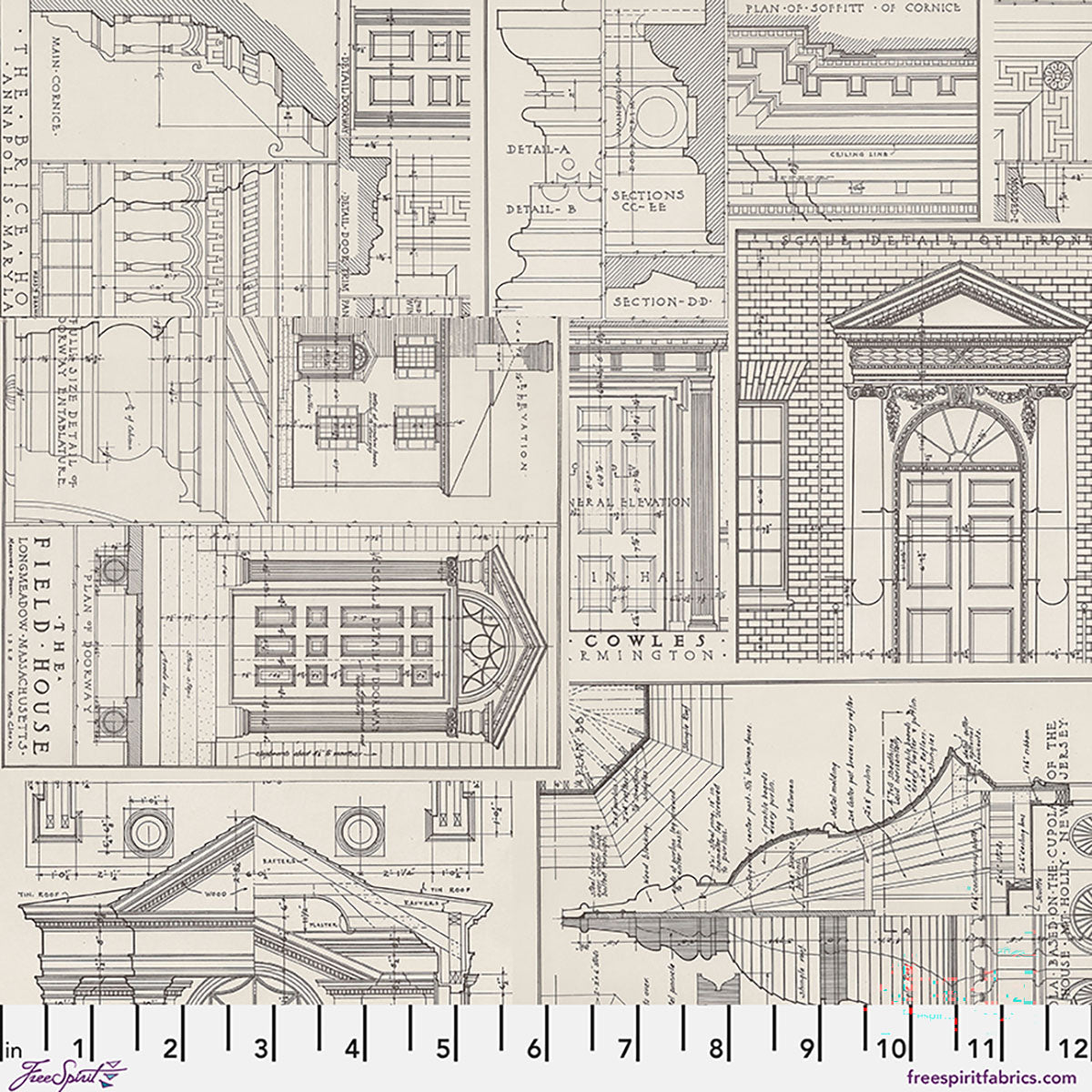 Tim Holtz - Palette Curated - Charcoal Schematic - Charcoal Stoff Free Spirit