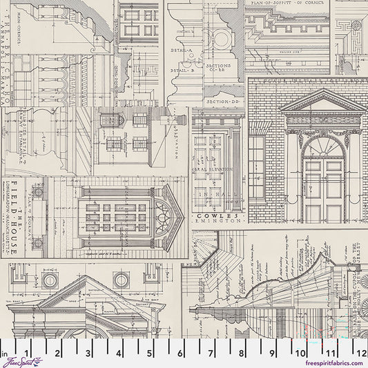 Tim Holtz - Palette Curated - Charcoal Schematic - Charcoal Stoff Free Spirit