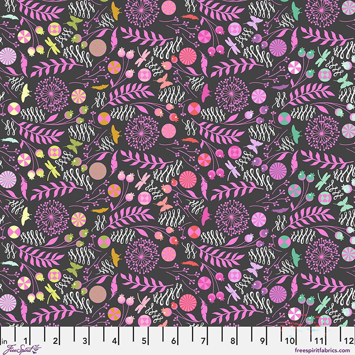 Tula Pink - Prince Charming Déjà Vu - Dandelion - Licorice Stoff Free Spirit