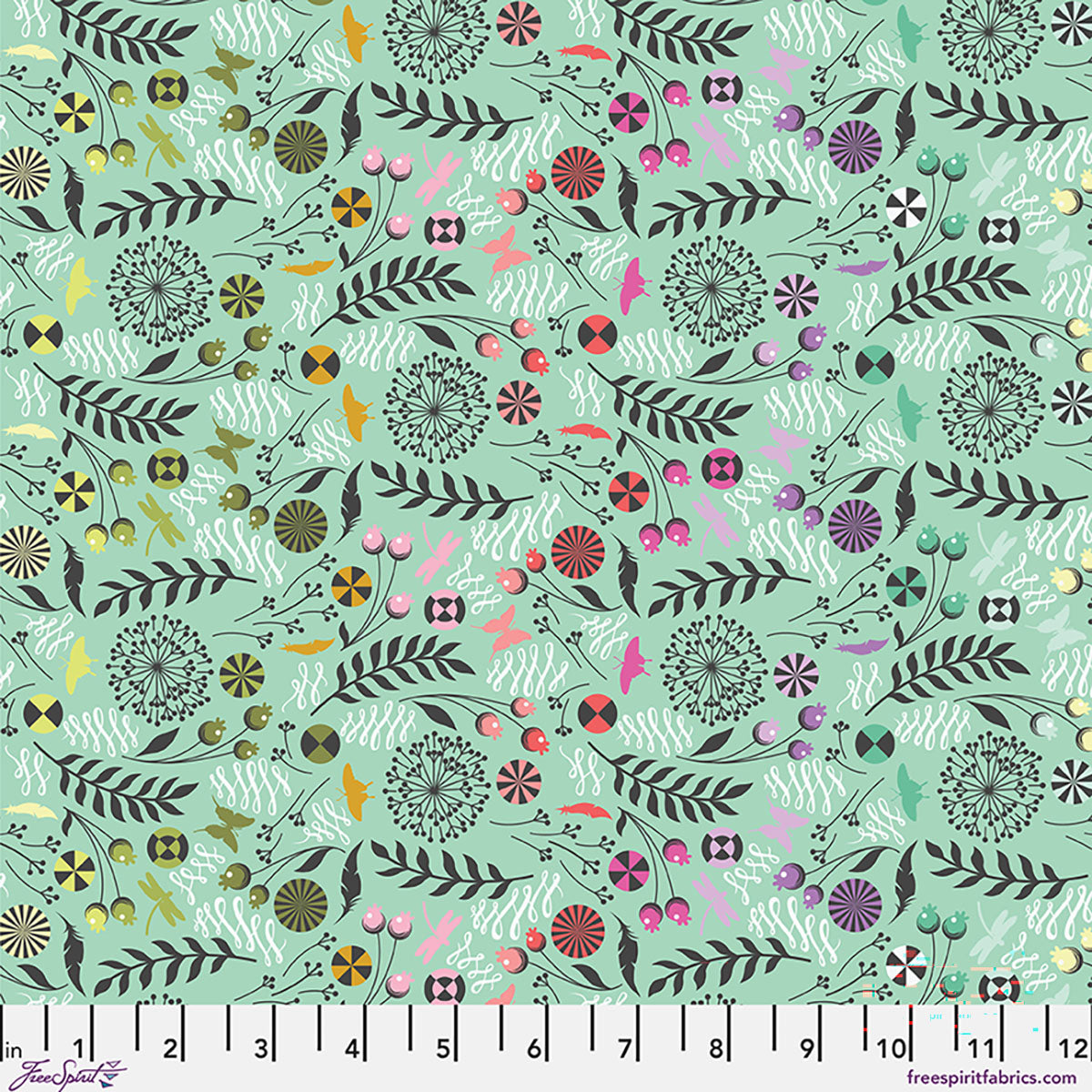 Tula Pink - Prince Charming Déjà Vu - Dandelion - Sweet Mint Stoff Free Spirit