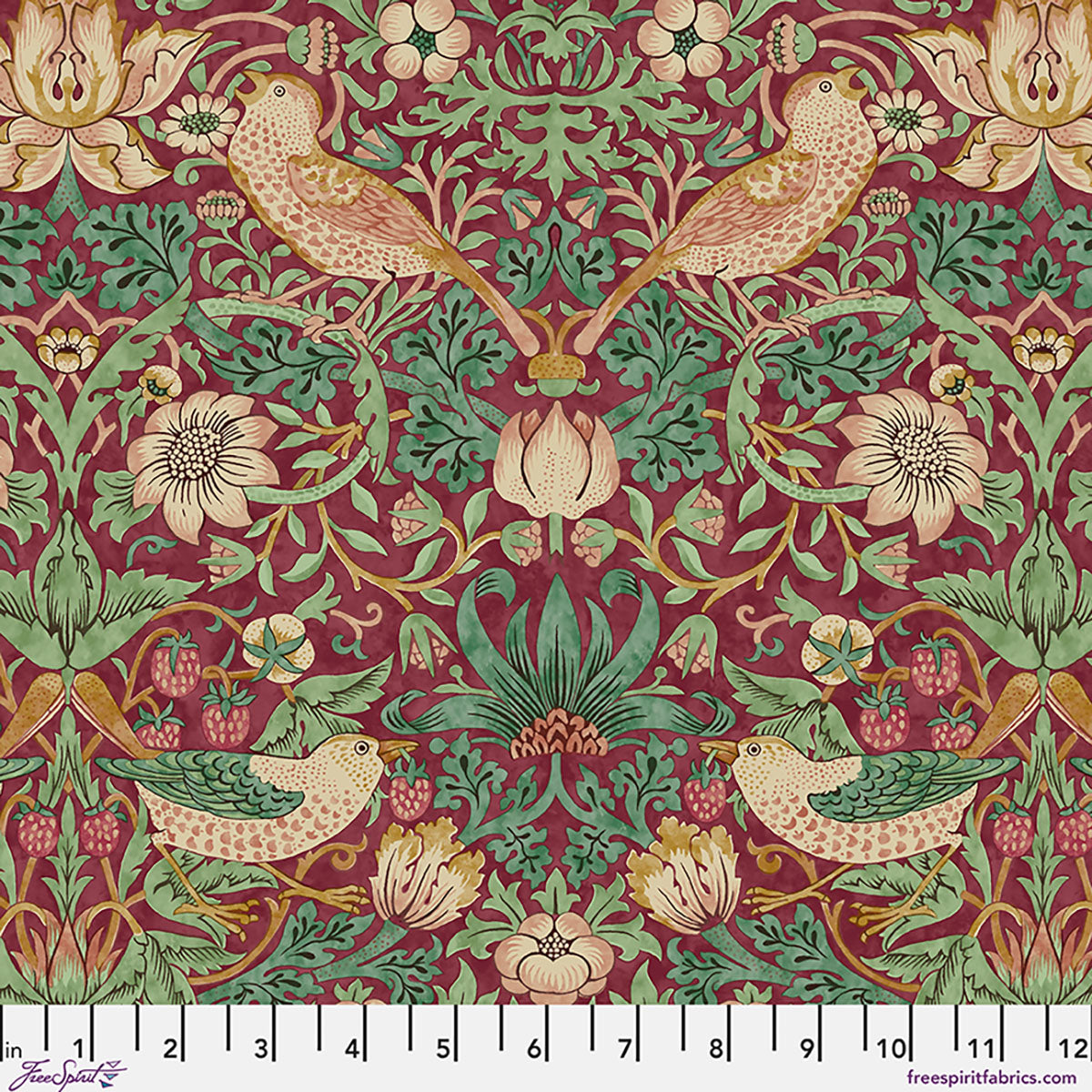 William Morris - Strawberry Thief - Dawn Rose - Lodden Stoff Free Spirit