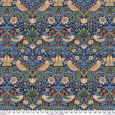 William Morris - Strawberry Thief - Navy Stoff Free Spirit