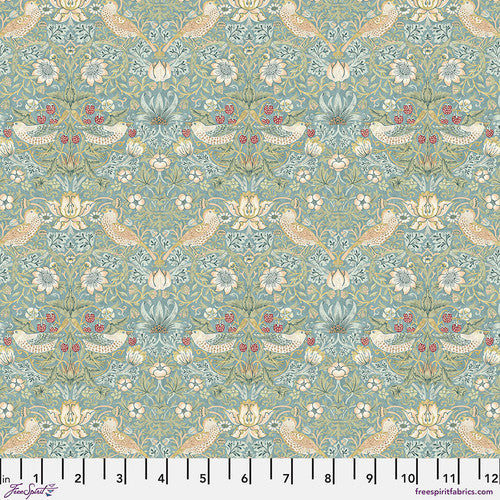 William Morris - Mini Strawberry Thief - Aqua Stoff Free Spirit