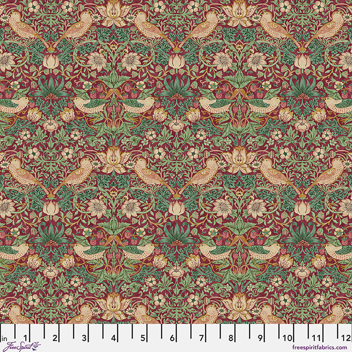 William Morris - Mini Strawberry Thief - Dawn Rose - Lodden Stoff Free Spirit