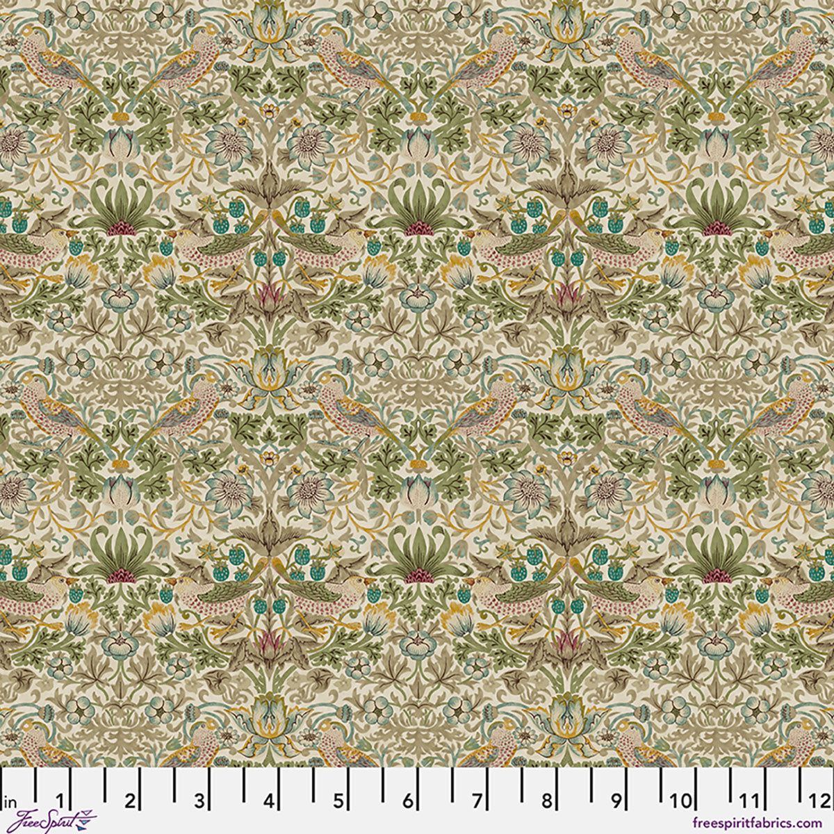 William Morris - Mini Strawberry Thief - Old Gold - Lodden Stoff Free Spirit