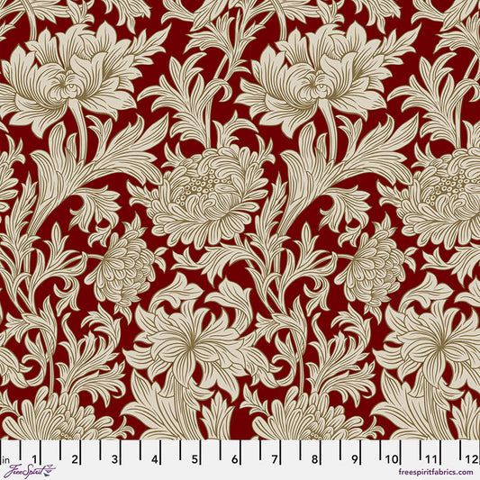 William Morris - Chrysanthemum Tonal - Crimson - The Oxford Holiday Collection Stoff Free Spirit