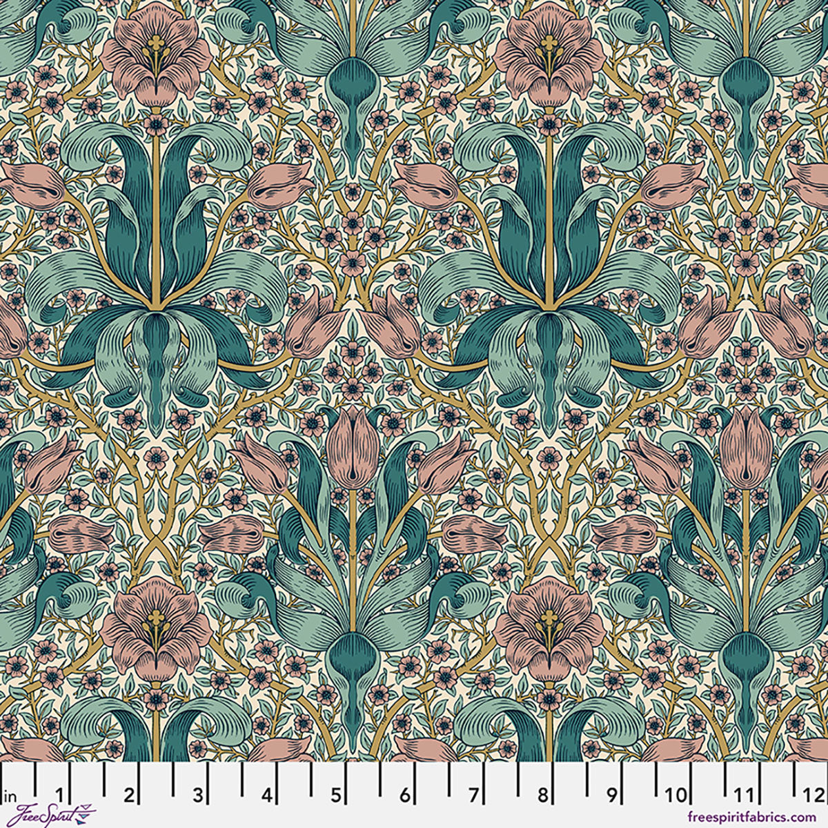 William Morris - Spring Thicket - Teal - Lodden Stoff Free Spirit