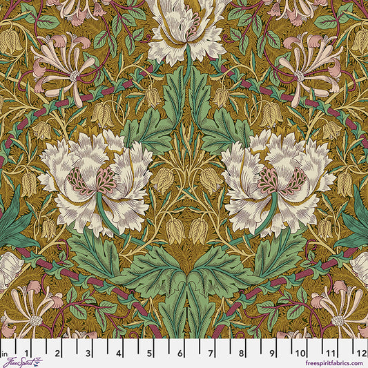 William Morris - Honey Suckle & Tulip - Gold - Lodden Stoff Free Spirit