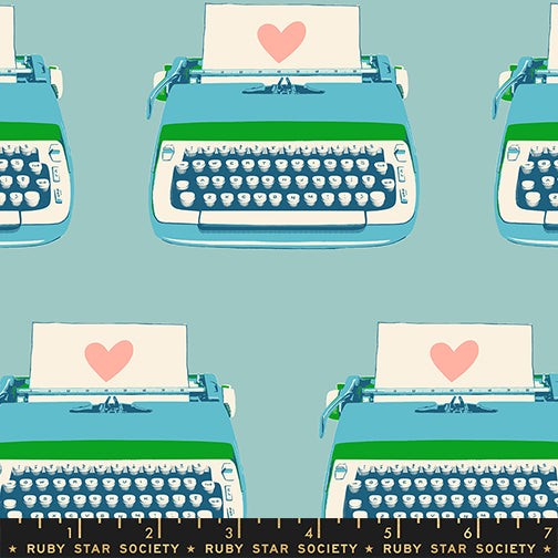 Best Day Ever - Typewriters - Turquoise RS0104 15 Quiltwerkstatt Dresden