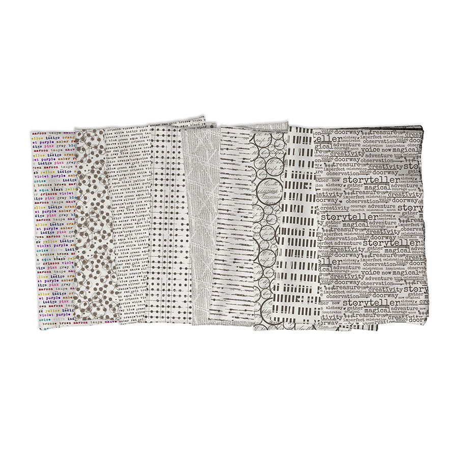 Seth Apter - 9 Fat-Quarter-Bundle- Stamped Stoff Free Spirit