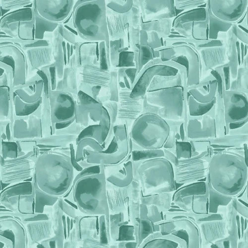 Rückseitenstoff - Spectral - Satin Moon Design - Aqua - Abstract Shapes