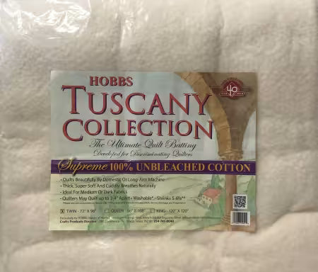 Vliespackung Hobbs Tuscany Supreme 100 % Cotton, Twin Size 72" x 96" (182 cm x 244 cm)