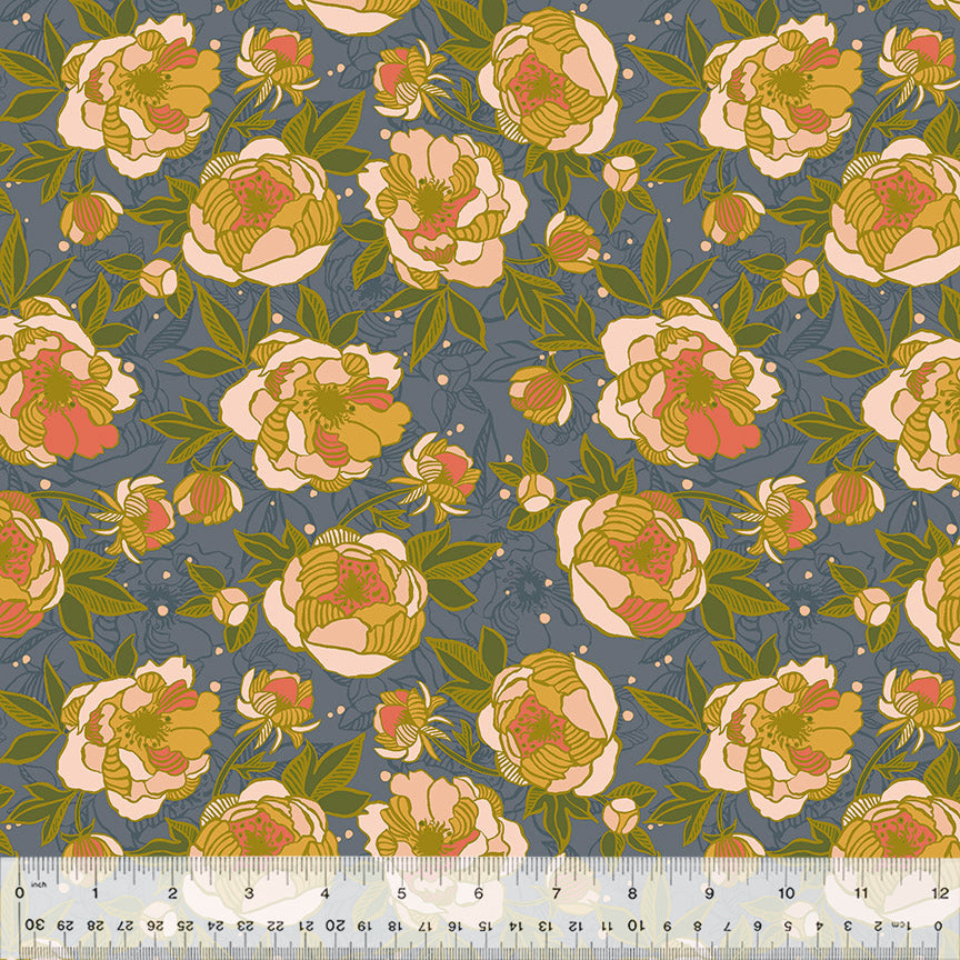 Lush Life - Wild Peonies - Periwinkle - Monaluna Jennifer Moore Stoff Windham Fabrics