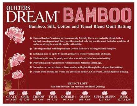 Vliespackung Quilters Dream Bamboo (vormals Orient), Twin Size 93" x 72" (236 cm x 183 cm) Vlies Quilters Dream